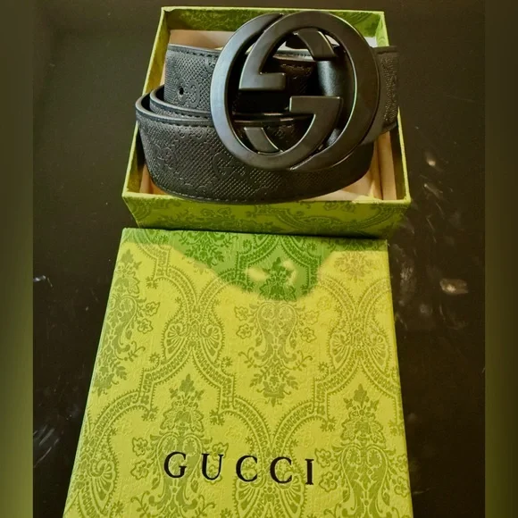 Black GG Style Belt Size XL (120cm) w/ Box & Dust Bag - Picture 2 of 6